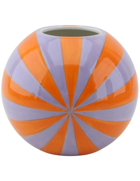 Vase dopamine Tourbillon Boule 20 cm Céramique Orange Lilas Swirl 