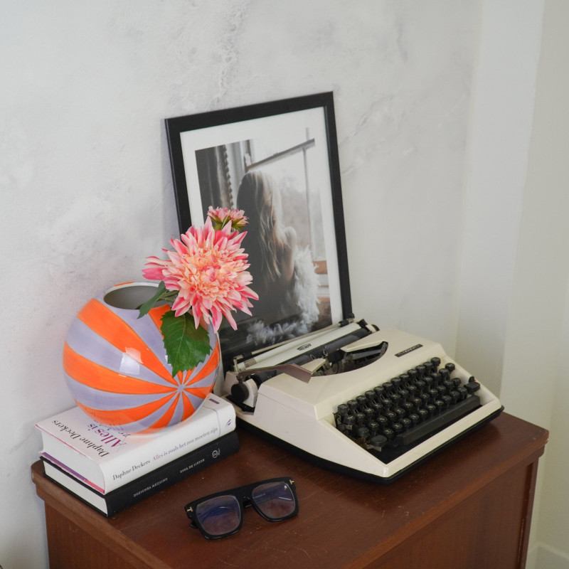 Vase dopamine Tourbillon Boule 20 cm Céramique Orange Lilas Swirl 