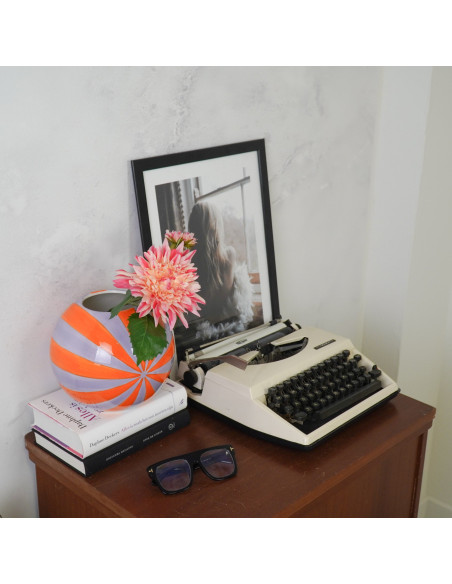 Vase dopamine Tourbillon Boule 20 cm Céramique Orange Lilas Swirl 