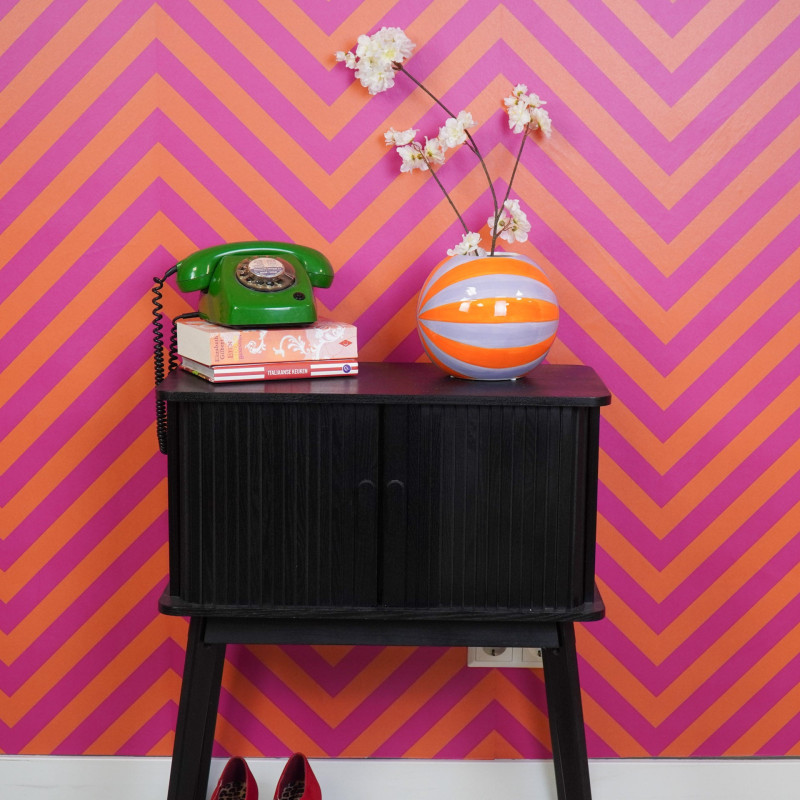 Vase dopamine Tourbillon Boule 20 cm Céramique Orange Lilas Swirl 