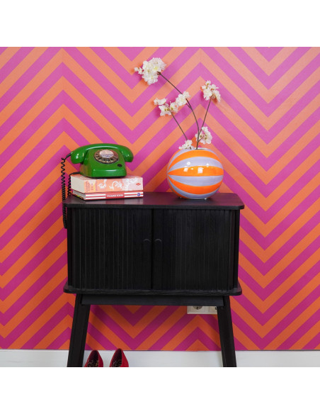 Vase dopamine Tourbillon Boule 20 cm Céramique Orange Lilas Swirl 