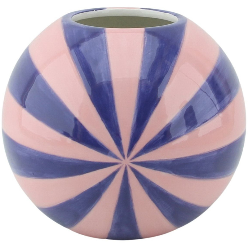 Vase dopamine Tourbillon Boule 20 cm Céramique Rose Bleu Swirl 