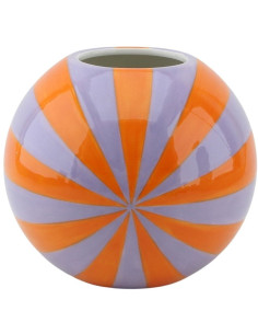 Vase dopamine Tourbillon Boule 15 cm Céramique Orange Lilas Swirl 
