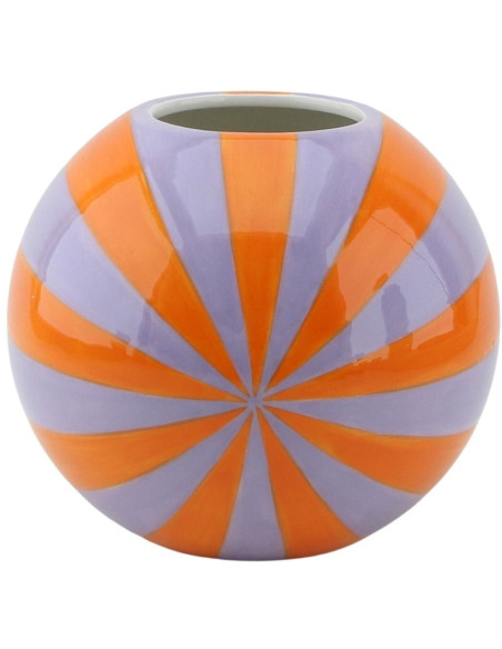 Vase dopamine Tourbillon Boule 15 cm Céramique Orange Lilas Swirl 
