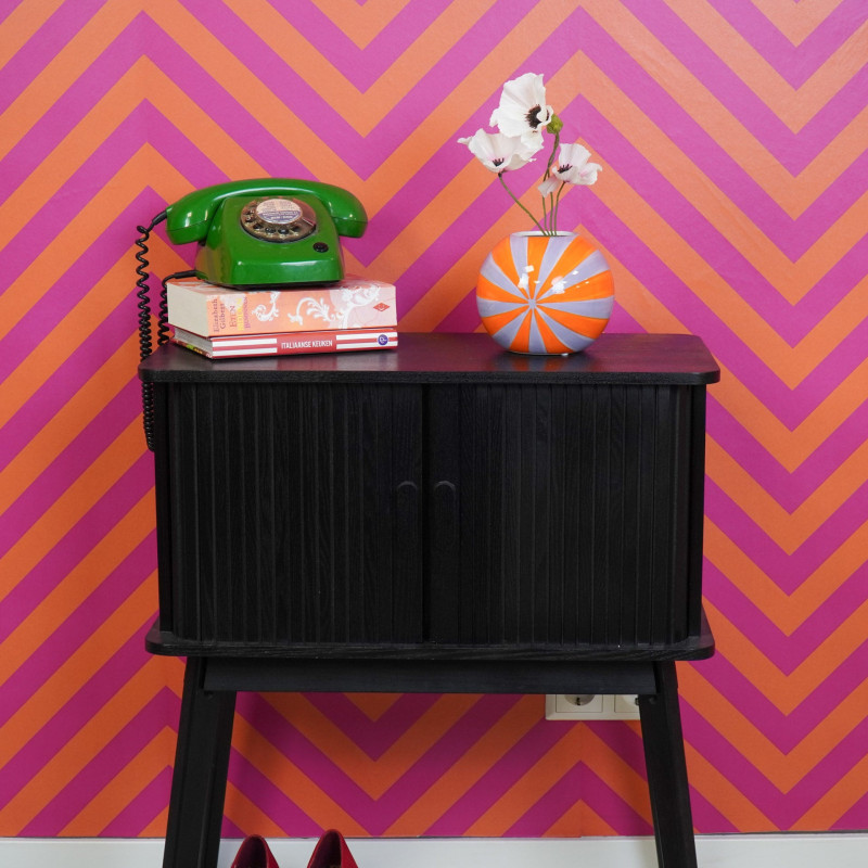 Vase dopamine Tourbillon Boule 15 cm Céramique Orange Lilas Swirl 