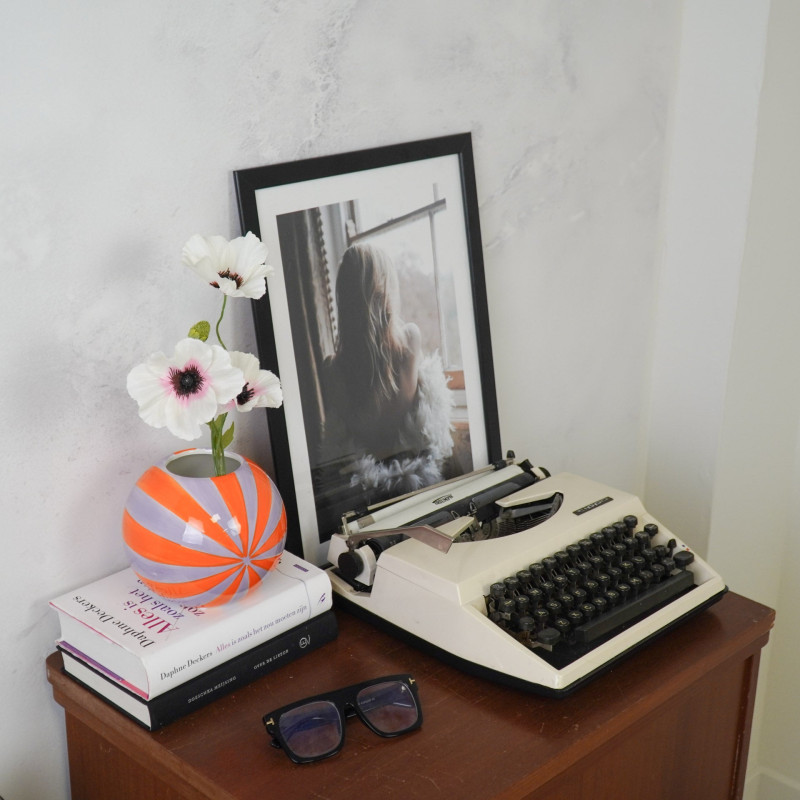 Vase dopamine Tourbillon Boule 15 cm Céramique Orange Lilas Swirl 