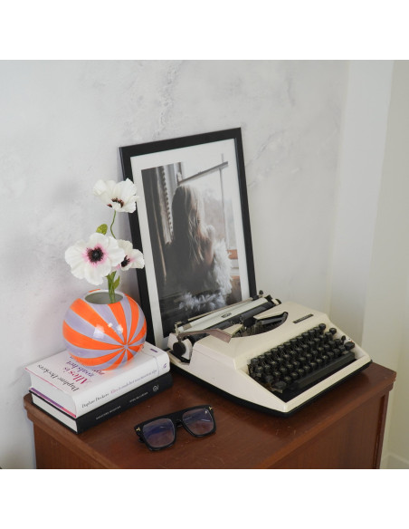 Vase dopamine Tourbillon Boule 15 cm Céramique Orange Lilas Swirl 