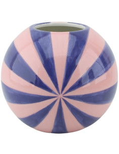 Vase dopamine Tourbillon Boule 15 cm Céramique Rose Bleu Swirl 