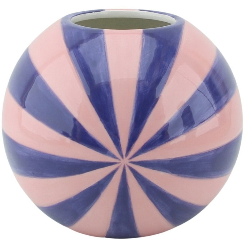 Vase dopamine Tourbillon Boule 15 cm Céramique Rose Bleu Swirl 