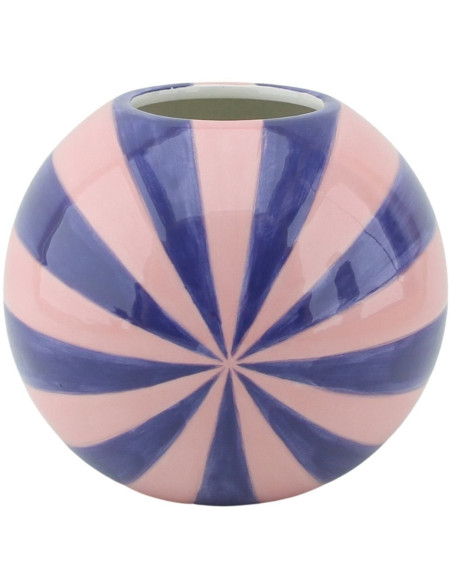 Vase dopamine Tourbillon Boule 15 cm Céramique Rose Bleu Swirl 