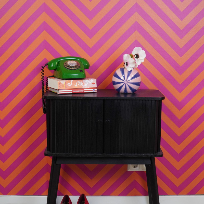 Vase dopamine Tourbillon Boule 15 cm Céramique Rose Bleu Swirl 