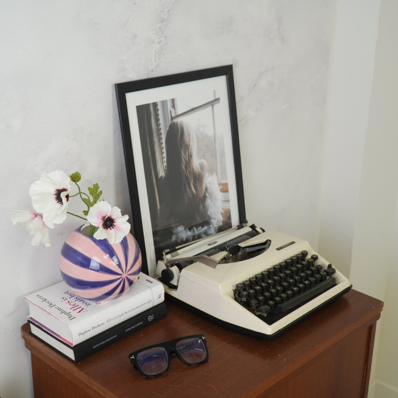 Vase dopamine Tourbillon Boule 15 cm Céramique Rose Bleu Swirl 