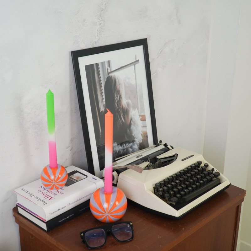 Bougeoir dopamine Tourbillon 10 cm Céramique Orange Lilas Swirl 