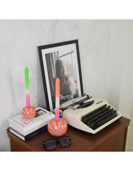 Bougeoir dopamine Tourbillon 10 cm Céramique Orange Lilas Swirl 