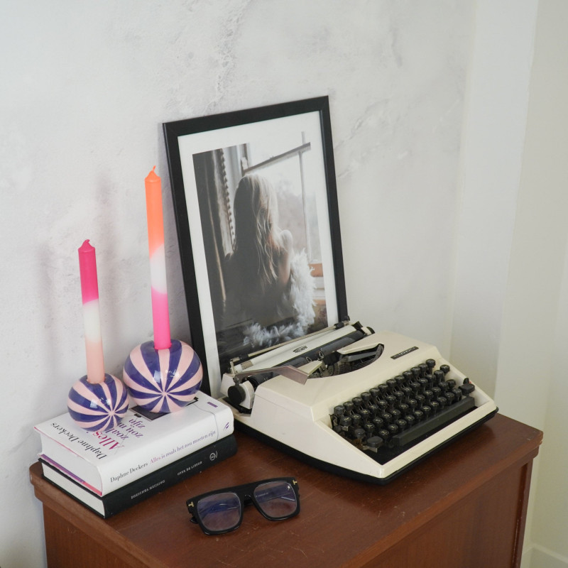 Bougeoir dopamine Tourbillon 10 cm Céramique Bleu Rose Swirl 