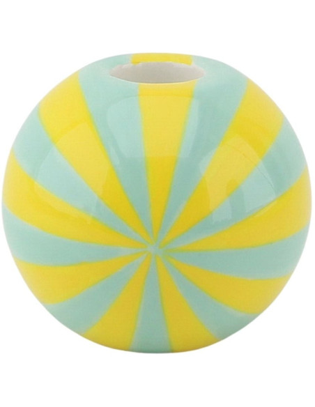 Bougeoir dopamine Tourbillon 10 cm Céramique Jaune Vert menthe Swirl 