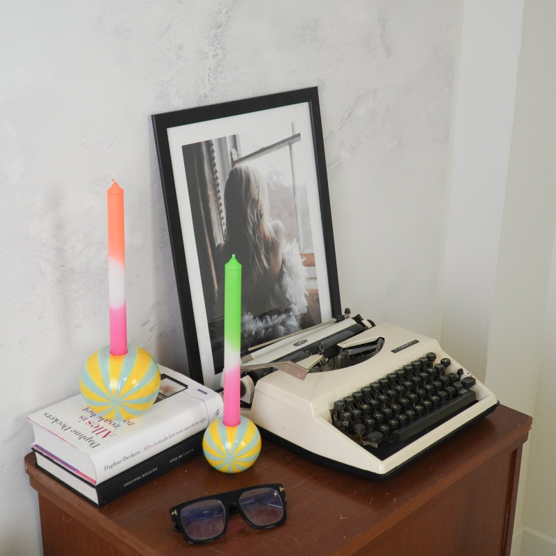 Bougeoir dopamine Tourbillon 10 cm Céramique Jaune Vert menthe Swirl 