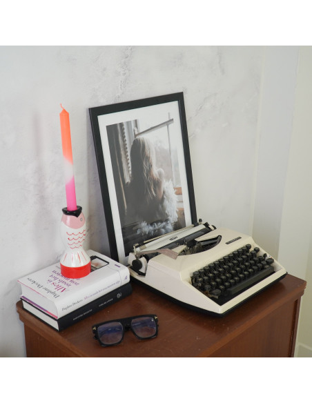 Bougeoir originale moderne Poisson Hauteur 16 cm Céramique Rouge Blanc Rose Fish 