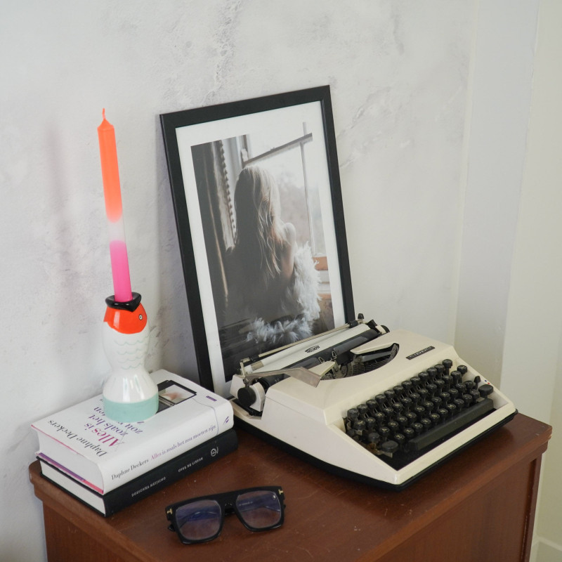 Bougeoir originale moderne Poisson Hauteur 16 cm Céramique Vert menthe Blanc Rouge Fish 