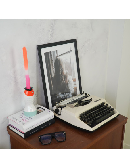 Bougeoir originale moderne Poisson Hauteur 16 cm Céramique Vert menthe Blanc Rouge Fish 