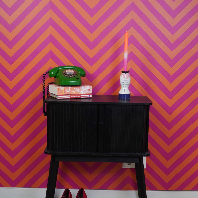 Bougeoir originale moderne Poisson Hauteur 16 cm Céramique Bleu Blanc Rose Fish 