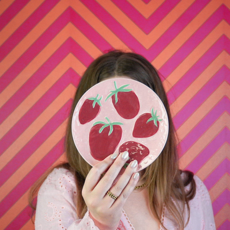 Vide-poche déco Fraises 17 cm Céramique Rose Rouge Strawberries 