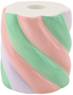 Bougeoir dopamine Guimauve torsadée 8 cm Céramique Rose Vert menthe Lilas Marshmellow 