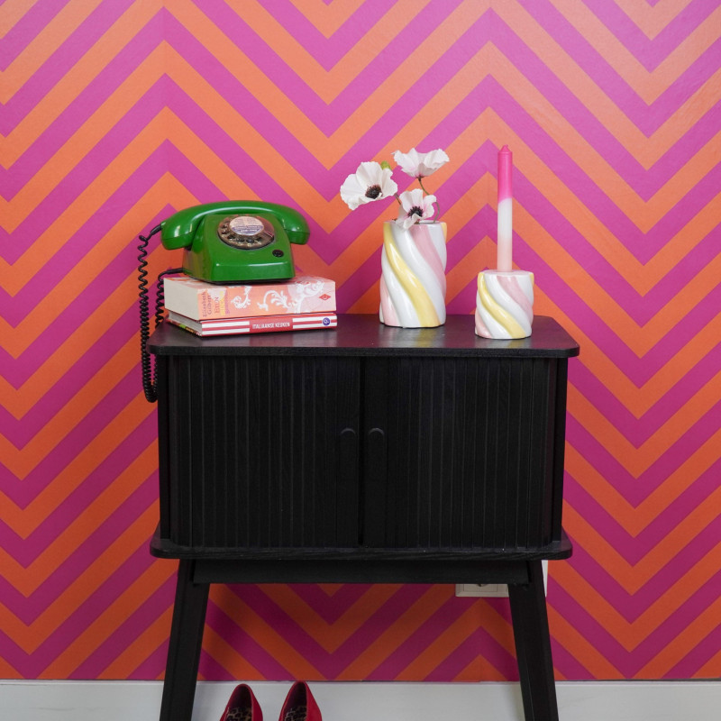 Bougeoir dopamine Guimauve torsadée 8 cm Céramique Jaune Rose Blanc Marshmellow 