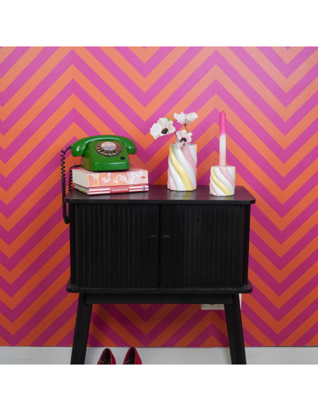 Bougeoir dopamine Guimauve torsadée 8 cm Céramique Jaune Rose Blanc Marshmellow 