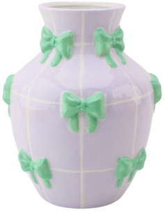 Vase moderne chic Rubans Amphore Hauteur 19 cm Céramique Lilas Vert menthe Ribbons 