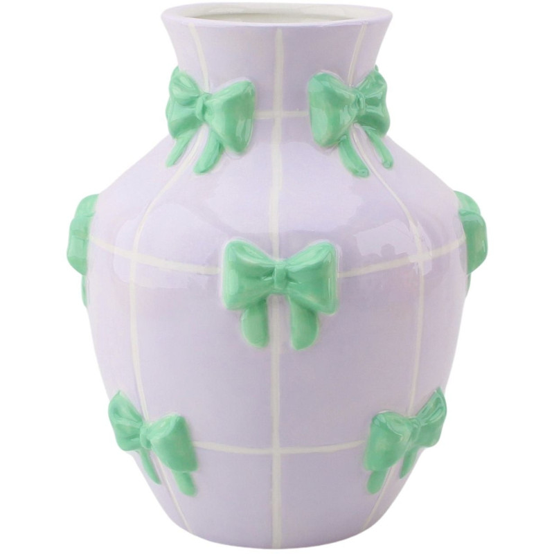 Vase moderne chic Rubans Amphore Hauteur 19 cm Céramique Lilas Vert menthe Ribbons 