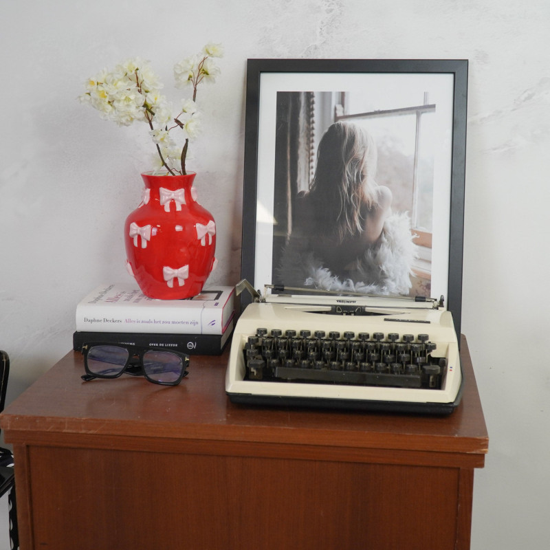 Vase moderne chic Rubans Amphore Hauteur 19 cm Céramique Rouge Rose Ribbons 