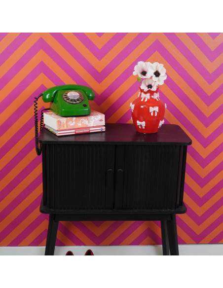 Vase moderne chic Rubans Amphore Hauteur 19 cm Céramique Rouge Rose Ribbons 