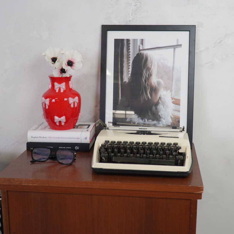 Vase moderne chic Rubans Amphore Hauteur 19 cm Céramique Rouge Rose Ribbons 