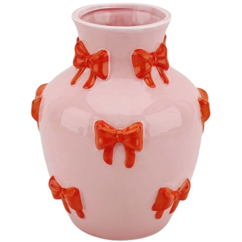 Vase moderne chic Rubans Amphore Hauteur 19 cm Céramique Rose Orange Ribbons 