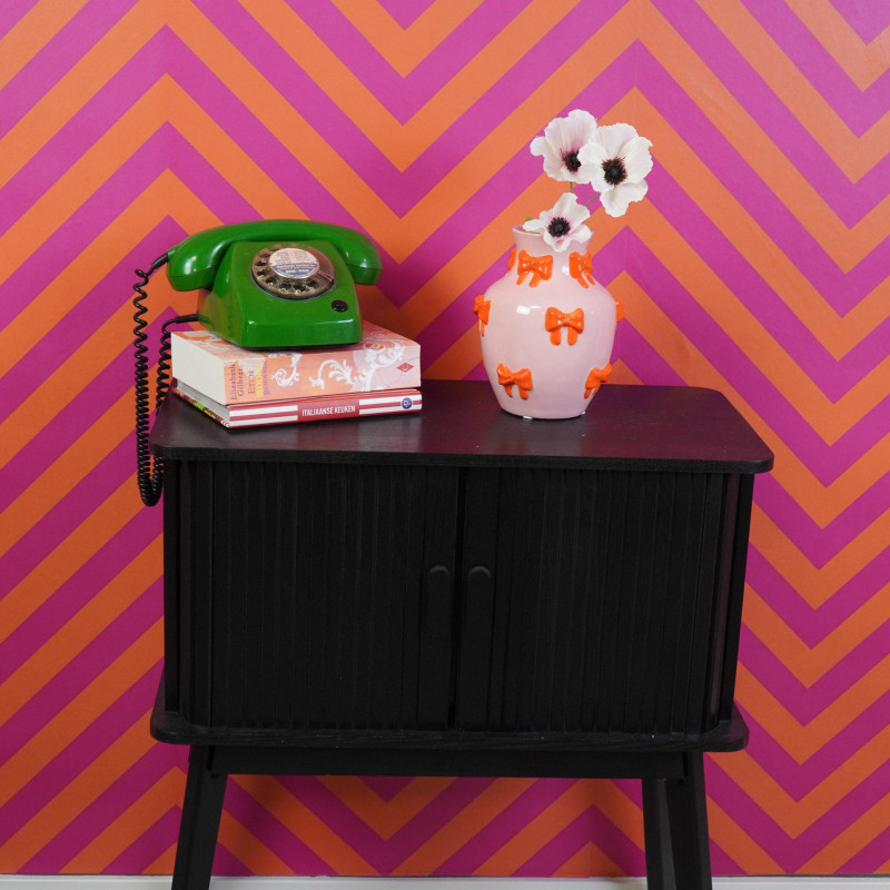 Vase moderne chic Rubans Amphore Hauteur 19 cm Céramique Rose Orange Ribbons 