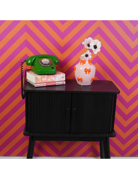 Vase moderne chic Rubans Amphore Hauteur 19 cm Céramique Rose Orange Ribbons 