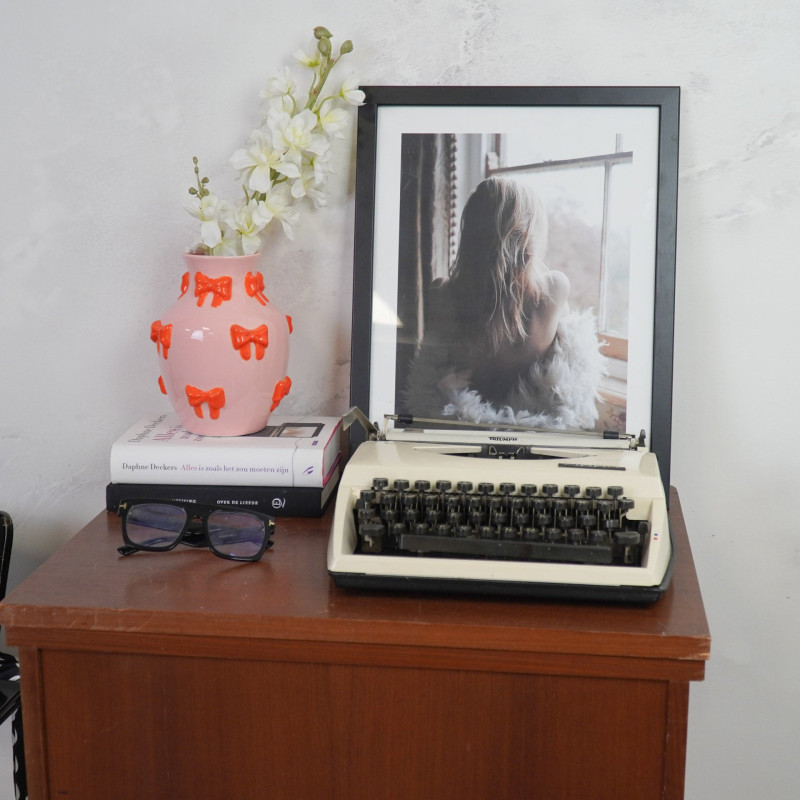 Vase moderne chic Rubans Amphore Hauteur 19 cm Céramique Rose Orange Ribbons 