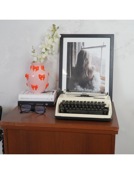 Vase moderne chic Rubans Amphore Hauteur 19 cm Céramique Rose Orange Ribbons 