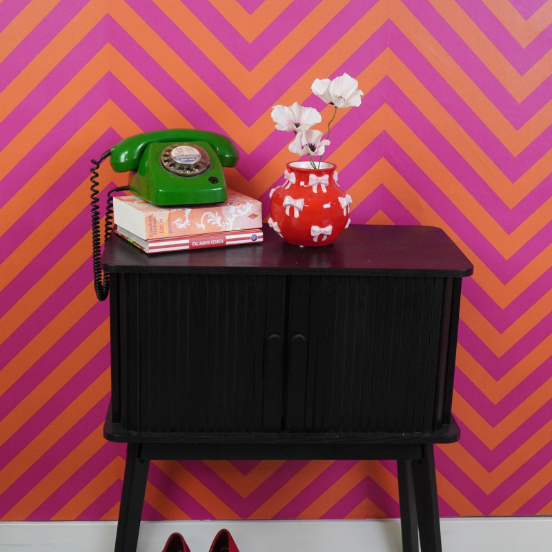 Vase moderne chic Rubans Rond Hauteur 13 cm Céramique Rouge Rose Ribbons 