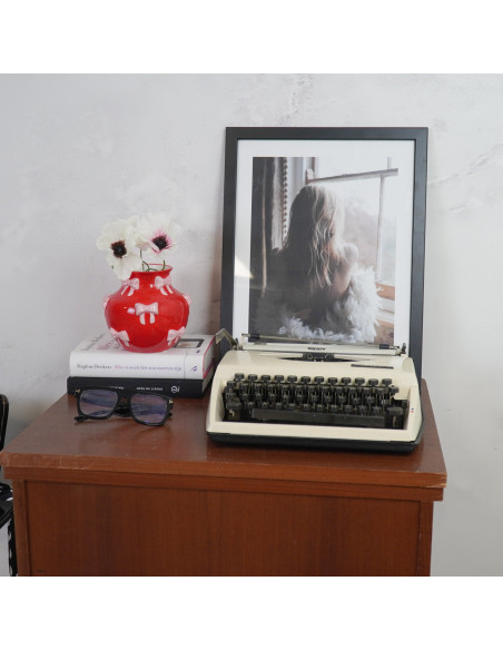 Vase moderne chic Rubans Rond Hauteur 13 cm Céramique Rouge Rose Ribbons 