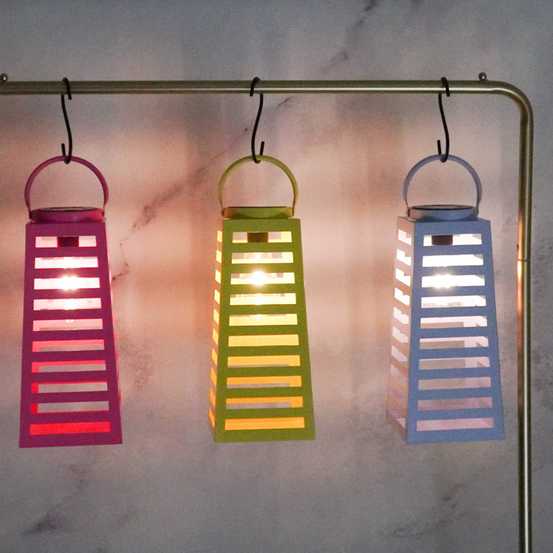 Grande Lampe solaire Lanterne à suspendre Hauteur 32 cm Métal Lilas Summer 