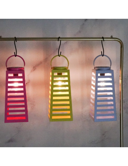 Grande Lampe solaire Lanterne à suspendre Hauteur 32 cm Métal Lilas Summer 