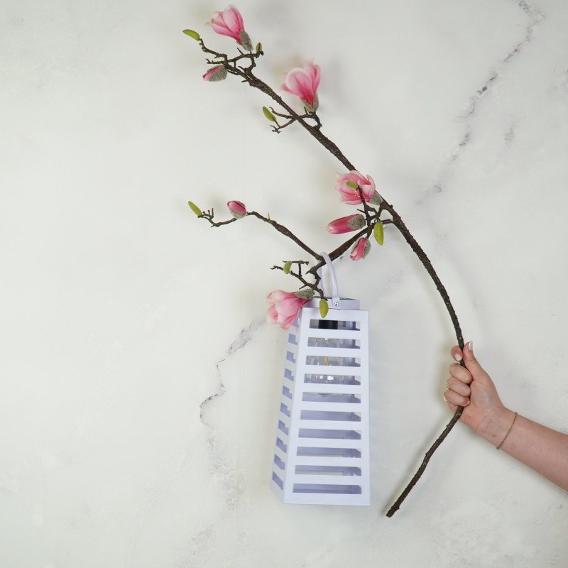 Grande Lampe solaire Lanterne à suspendre Hauteur 32 cm Métal Lilas Summer 