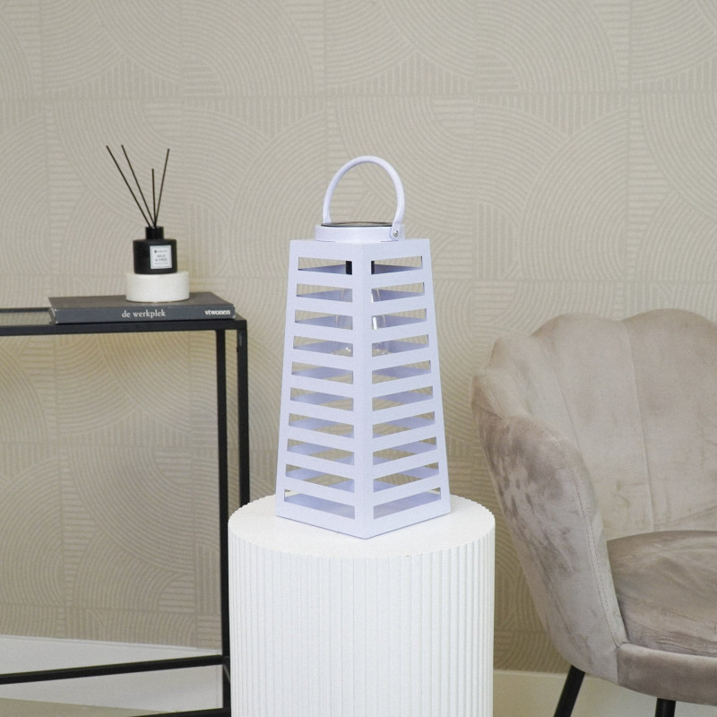 Grande Lampe solaire Lanterne à suspendre Hauteur 32 cm Métal Lilas Summer 
