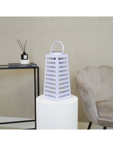 Grande Lampe solaire Lanterne à suspendre Hauteur 32 cm Métal Lilas Summer 