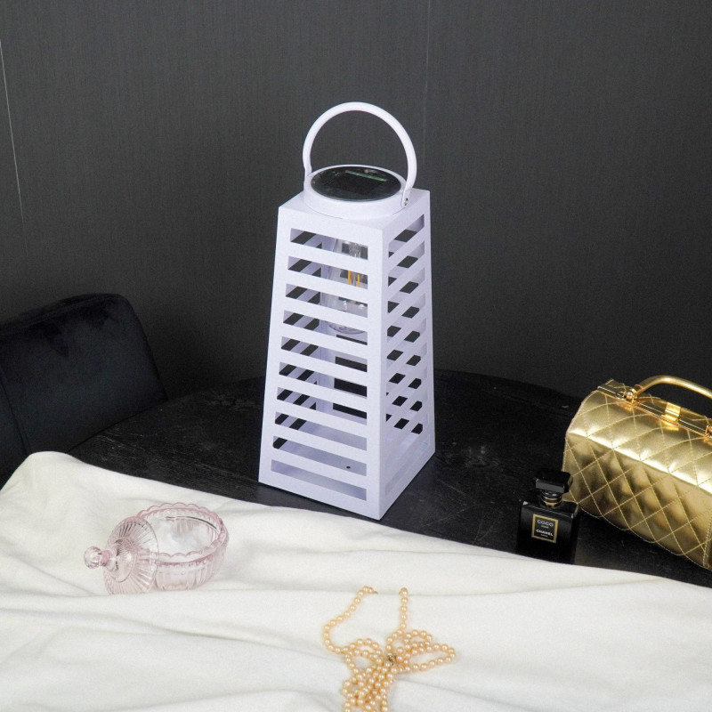 Grande Lampe solaire Lanterne à suspendre Hauteur 32 cm Métal Lilas Summer 