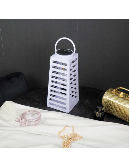 Grande Lampe solaire Lanterne à suspendre Hauteur 32 cm Métal Lilas Summer 