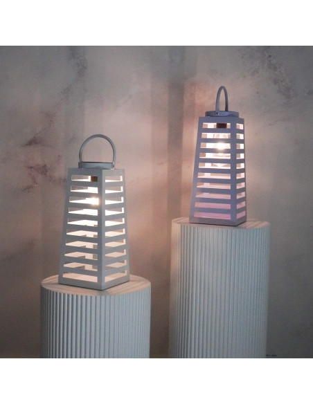 Grande Lampe solaire Lanterne à suspendre Hauteur 32 cm Métal Lilas Summer 