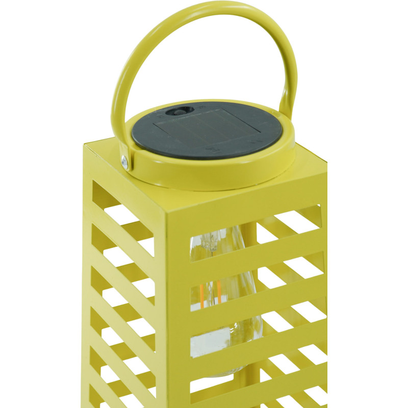 Grande Lampe solaire Lanterne à suspendre Hauteur 32 cm Métal Jaune Summer 
